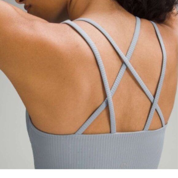 Lululemon Like a Cloud Ribbed Longline Bra - Grey Blue Color - Picture 2 of 5